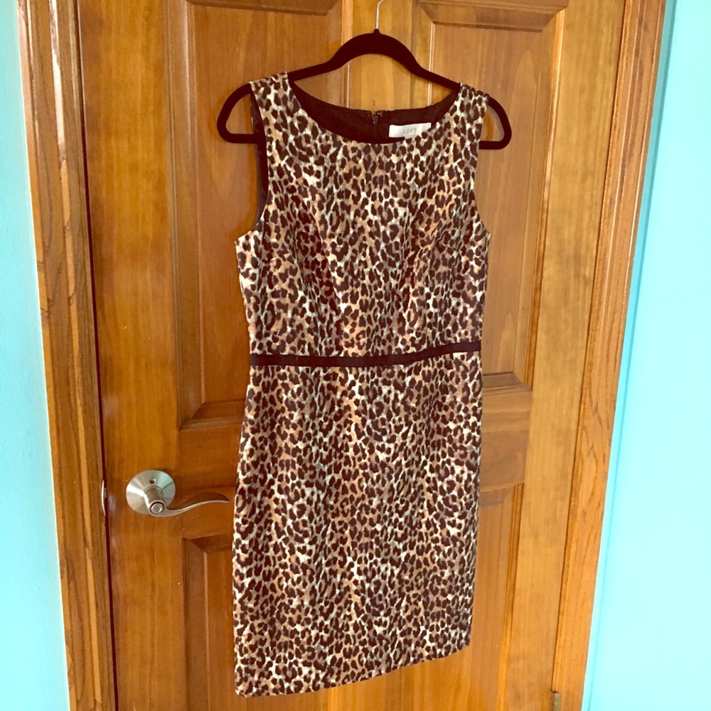 Loft glam sheath dress leopard print